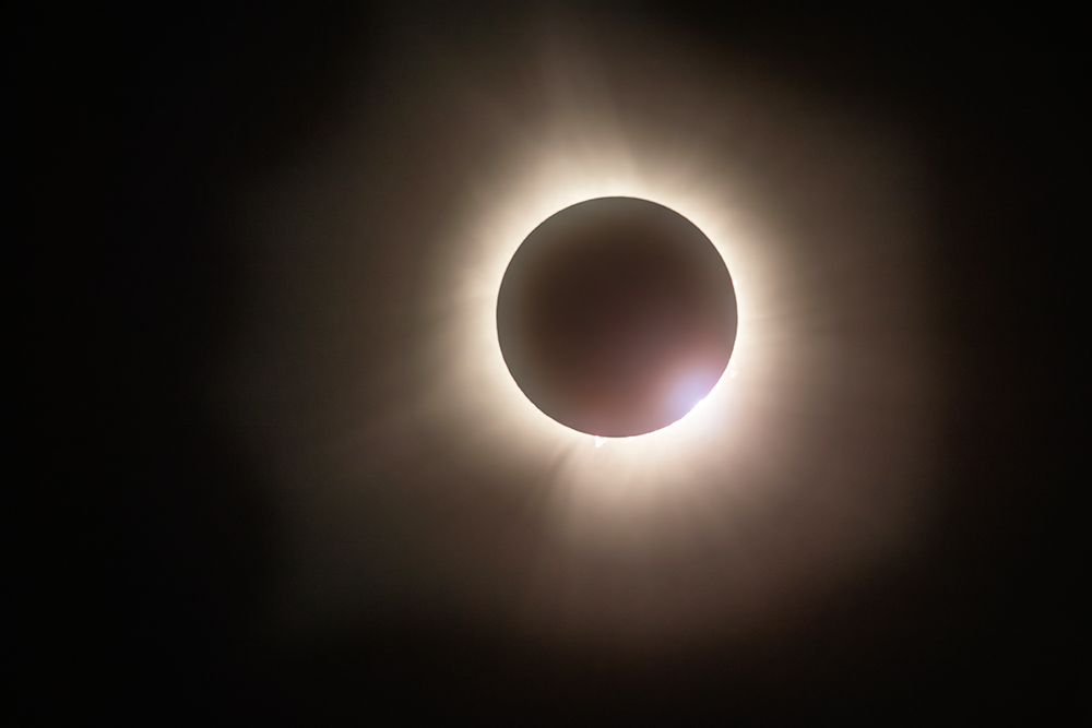 Total eclipse of the sun in 2024 from Celina, Ohio, USA.